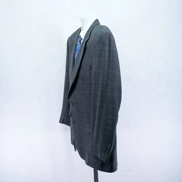 Jos A Bank Gray Houndstooth Yellow Winowpane Soft Tweed Silk Wool 42R Sport Coat - Picture 5 of 12